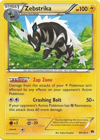 Zebstrika 49/122 Rare - Pokemon XY Breakpoint Card