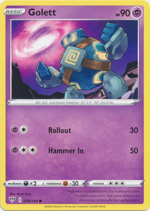Golett - 076/189 Pokemon » SWSH Darkness Ablaze Common