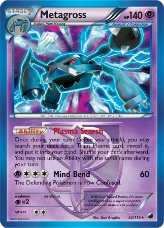 Metagross 52/116 - Pokemon Plasma Freeze Holo Rare Card