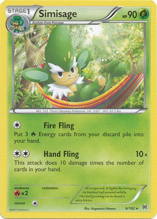 Simisage 6/162 Rare - Pokemon XY Break Through Card