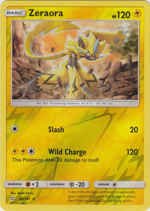 Zeraora - 52/181 (Reverse Foil) Pokemon » SM Team Up Holo Rare
