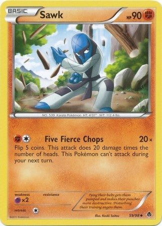 Pokemon Emerging Powers Uncommon Card - Sawk 59/98