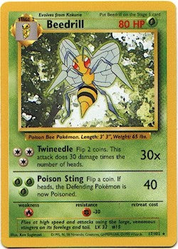 Pokemon Basic Rare Card - Beedrill 17/102