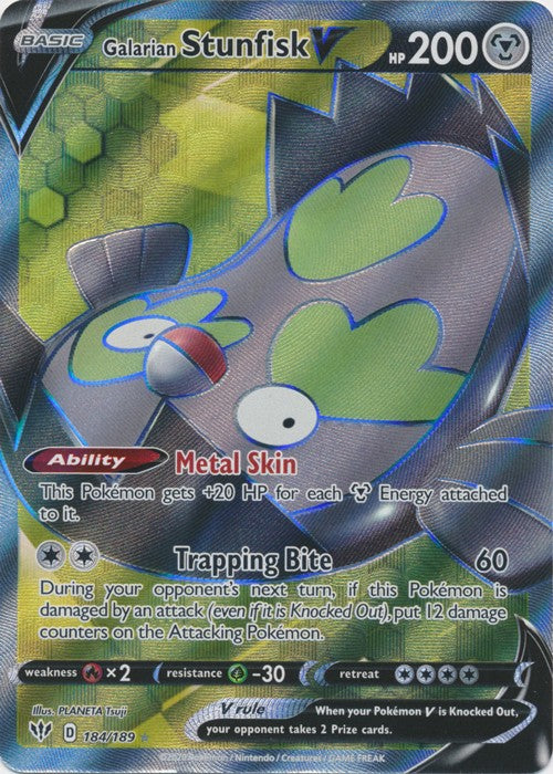 Galarian Stunfisk V (Full Art) - 184/189 Pokemon » SWSH Darkness Ablaze Ultra Rare