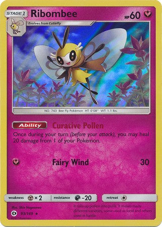 Ribombee 93/149 Holo Rare - Pokemon Sun & Moon Base Set Single Card