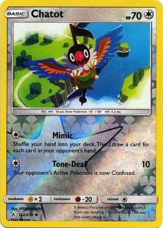 Chatot - 162/214 - Sun & Moon: Unbroken Bonds Uncommon Reverse Holo