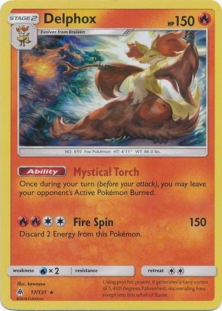 Delphox 17/131 Holo Rare - Pokemon Sun & Moon Forbidden Light Card