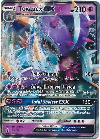 Toxapex GX 57/145 Ultra Rare - Pokemon Sun & Moon Guardians Rising Card