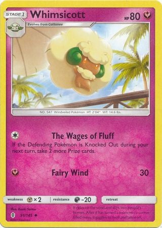 Whimsicott 91/145 Uncommon - Pokemon Sun & Moon Guardians Rising Card