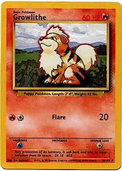 Pokemon Basic Uncommon Card - Growlithe 28/102