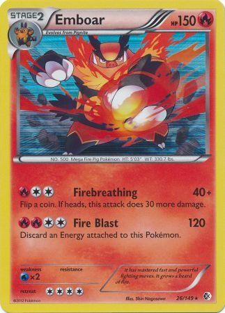 Emboar 26/149 - Pokemon Boundaries Crossed Holo Rare Card