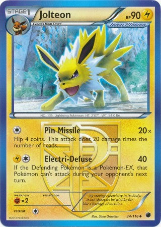 Jolteon 34/116 - Pokemon Plasma Freeze Uncommon Card