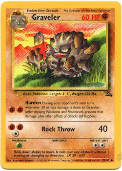 Pokemon Fossil Uncommon Card - Graveler 37/62