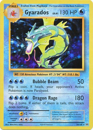 Gyarados 34/108 Holo Rare - Pokemon XY Evolutions Single Card
