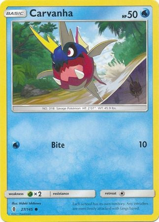 Carvanha 27/145 Common - Pokemon Sun & Moon Guardians Rising Card