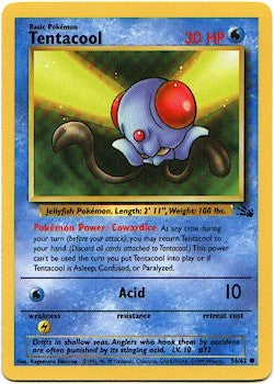 Pokemon Fossil Common Card - Tentacool 56/62