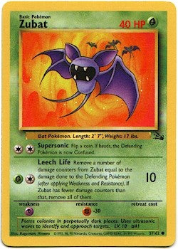 Pokemon Fossil Common Card - Zubat 57/62