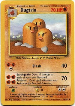 Pokemon Basic Rare Card - Dugtrio 19/102