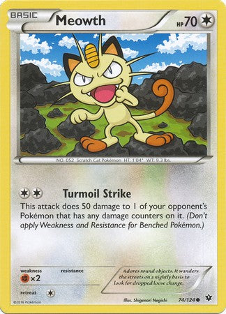 Meowth 74/124 Common - Pokemon XY Fates Collide Card