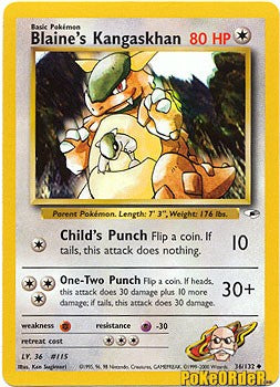 Pokemon Gym Heroes Uncommon Card - Blaine's Kangaskhan 36/132