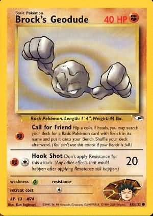 Pokemon Gym Heroes Common Card - Brock's Geodude 66/132