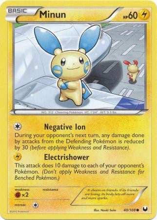 Pokemon Dark Explorers Common Card - Minun 40/108
