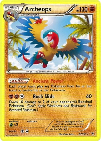 Pokemon Noble Victories Rare Card - Archeops 67/101