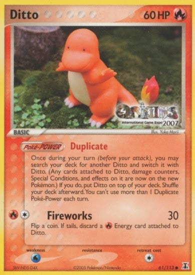 Pokemon Origins 2007 Common Promo Card - Ditto 61/113