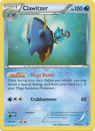 Clawitzer 34/114 Rare - Pokemon XY Steam Siege Card