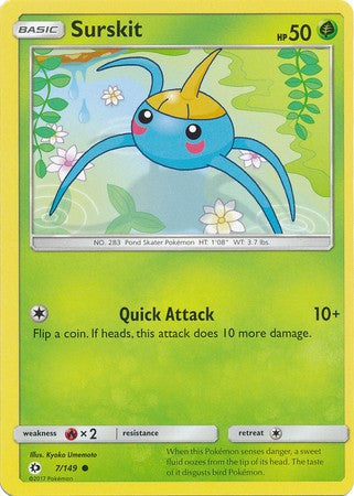 Surskit 7/149 Common - Pokemon Sun & Moon Base Set Single Card