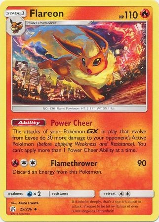Flareon - 25/236 - Uncommon Sun & Moon: Cosmic Eclipse Singles