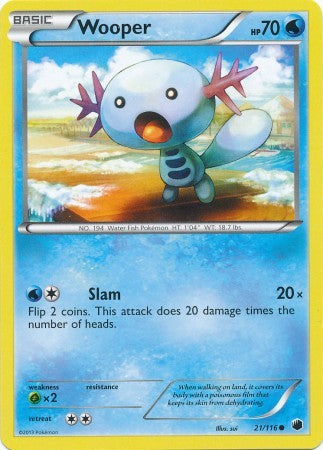 Wooper 21/116 - Pokemon Plasma Freeze Common Card
