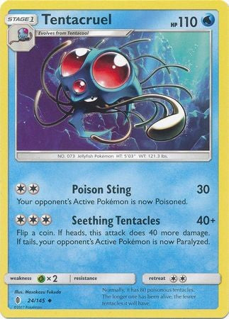 Tentacruel 24/145 Uncommon - Pokemon Sun & Moon Guardians Rising Card