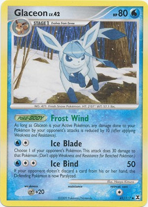 Pokemon Platinum Rising Rivals Trading Card Game Single Card Uncommon Glaceon 41/111