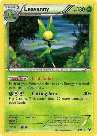 Pokemon Noble Victories Holo Rare Card - Leavanny 3/101