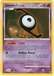 Pokemon Secret Wonders Uncommon Card - Unown Z 72/132