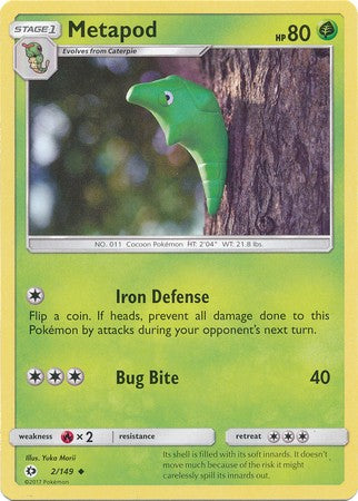 Metapod 2/149 Uncommon - Pokemon Sun & Moon Base Set Single Card