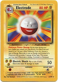 Pokemon Basic Rare Card - Electrode 21/102