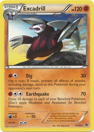 Pokemon Emerging Powers Rare Card - Excadrill 57/98