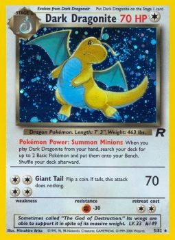 Pokemon Team Rocket Holo Card - Dark Dragonite 5/82