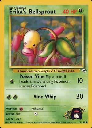 Pokemon Gym Heroes Common Card - Erika's Bellsprout 75/132