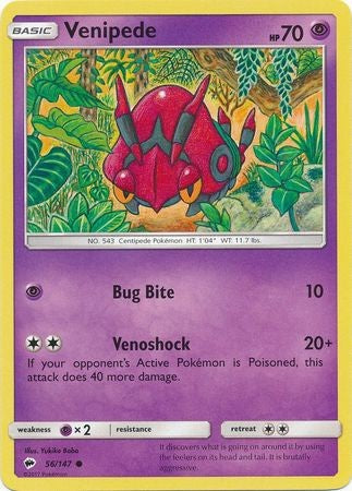 Venipede 56/147 Common - Pokemon Sun & Moon Burning Shadows Card