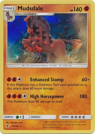 Mudsdale 76/145 Holo Rare - Pokemon Sun & Moon Guardians Rising Card