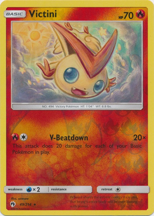 Victini - 49/214 (Reverse Foil) Pokemon » SM Lost Thunder Rare