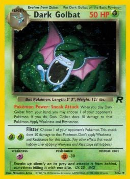 Pokemon Team Rocket Holo Card - Dark Golbat 7/82