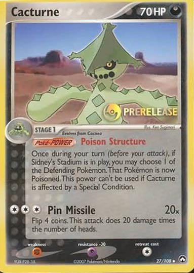 Pokemon Pre-Release Promo Card - Cacturne 27/108
