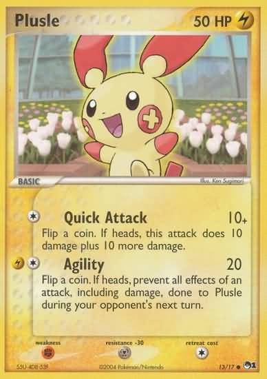 Pokemon POP Series 1 Promo Card Plusle 13/17 Common