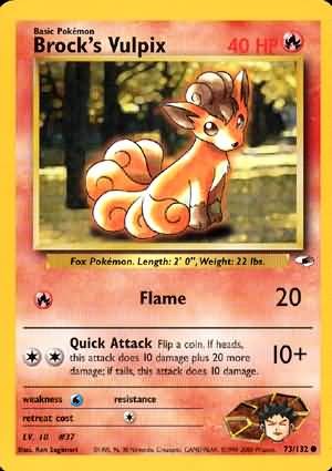 Pokemon Gym Heroes Common Card - Brock's Vulpix 73/132