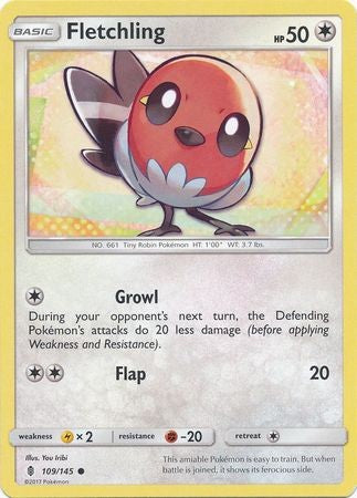 Fletchling 109/145 Common - Pokemon Sun & Moon Guardians Rising Card
